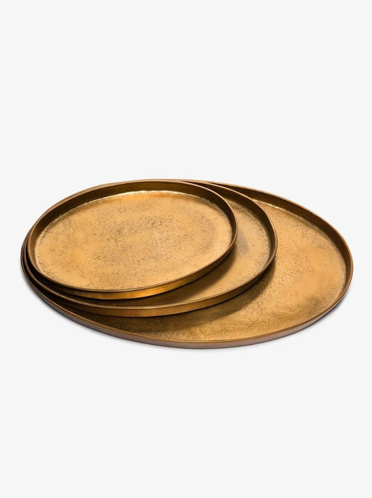 Gold Tone Oval Platter Set