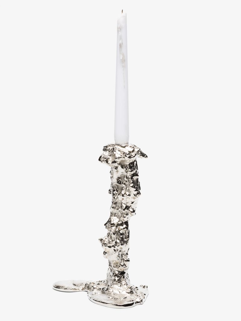 Silver-tone Drip Large Candle Holder