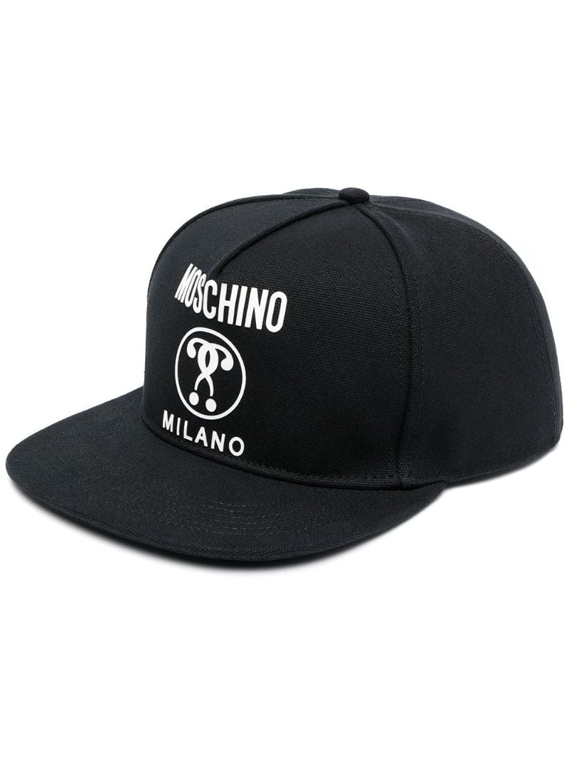 Black Logo Print Baseball Cap