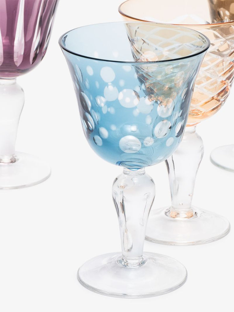 Multicolour Cuttings Wine Glass Set