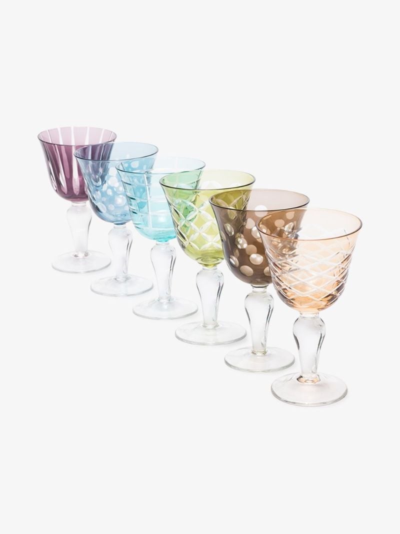 Multicolour Cuttings Wine Glass Set