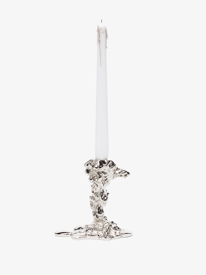 Silver-tone Drip Small Candle Holder