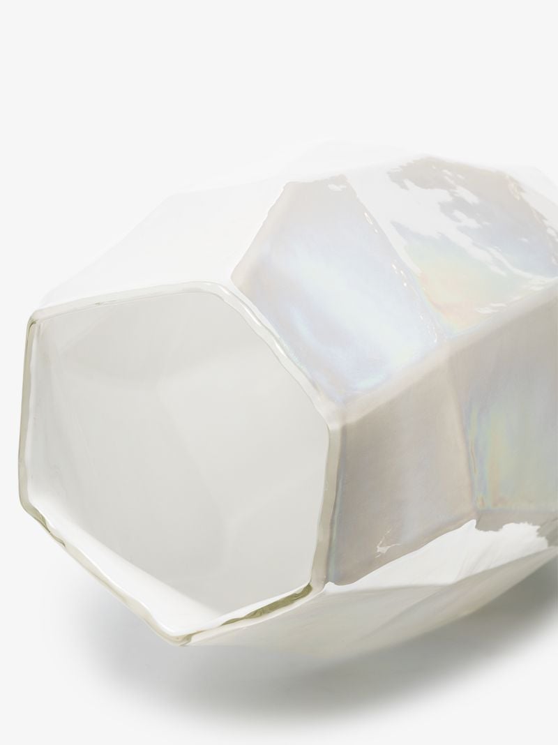 White Graphic Luster Large Vase