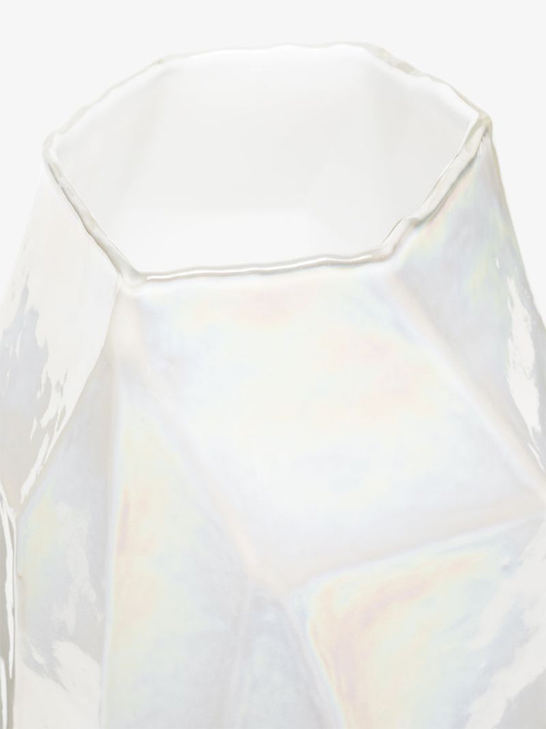 White Graphic Luster Large Vase