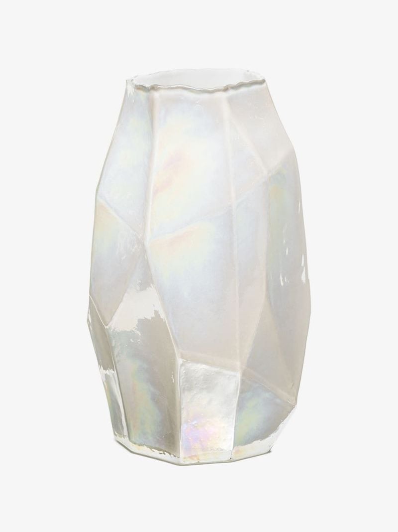 White Graphic Luster Large Vase