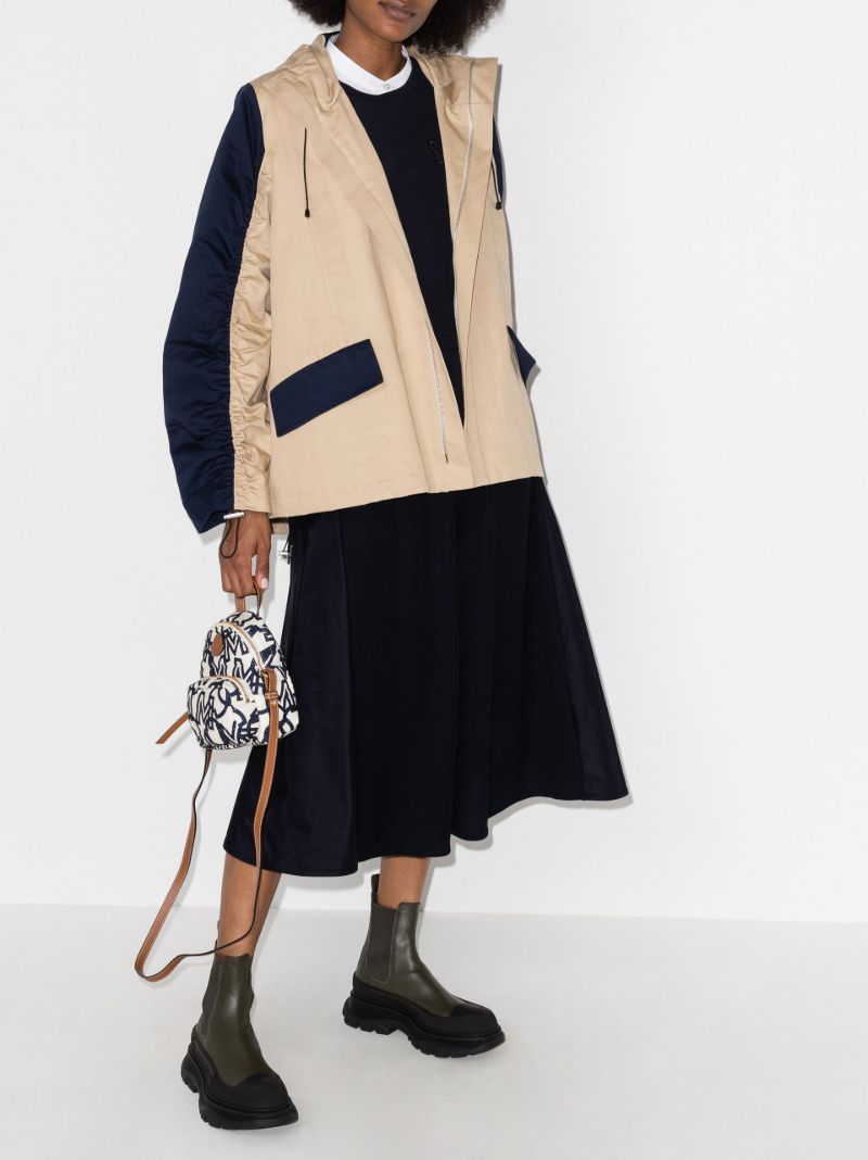 Panelled Drawstring-waist Midi Dress