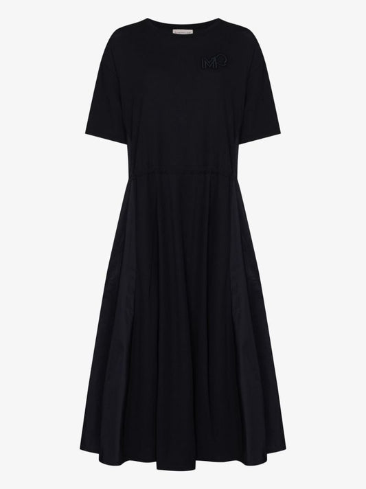 Panelled Drawstring-waist Midi Dress