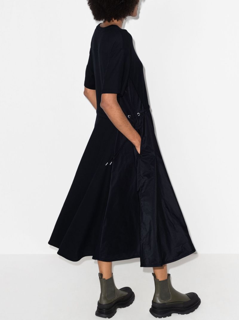 Panelled Drawstring-waist Midi Dress