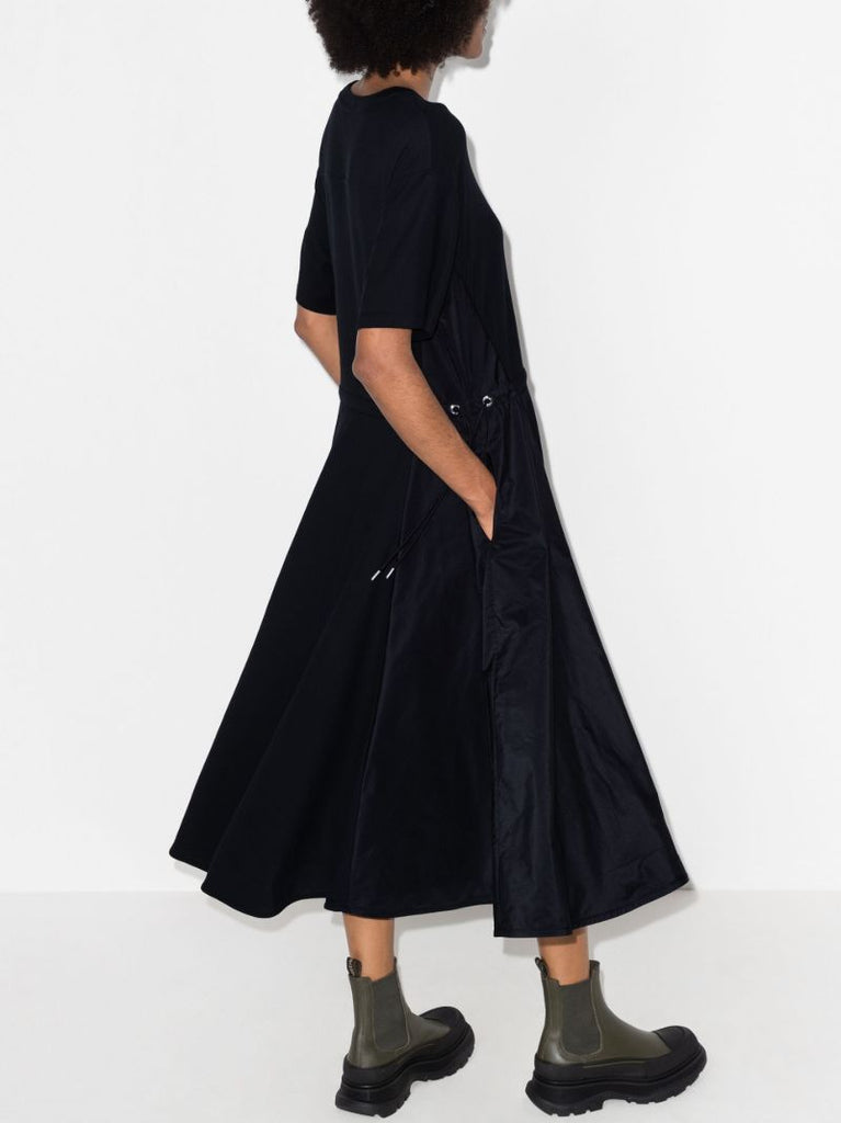 Panelled Drawstring-waist Midi Dress