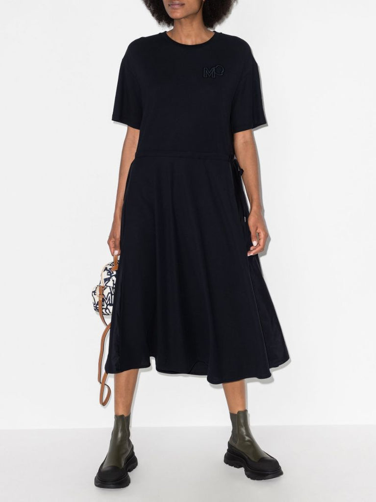 Panelled Drawstring-waist Midi Dress