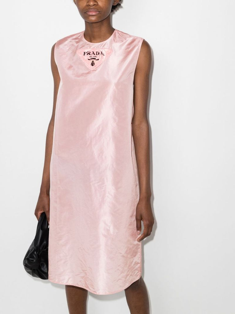 Logo Silk Taffeta Midi Dress