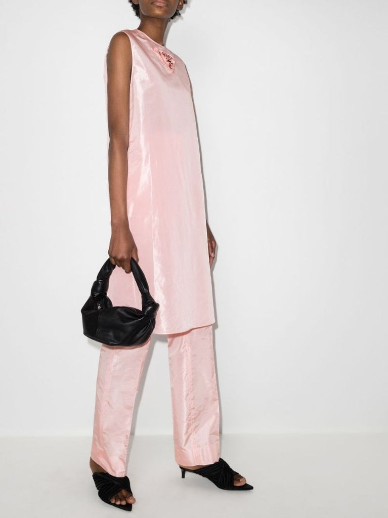Logo Silk Taffeta Midi Dress
