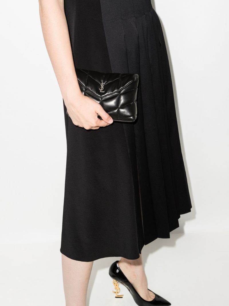Black Puffer Small Leather Clutch Bag