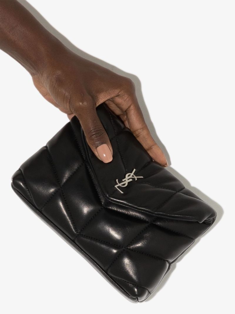 Black Puffer Small Leather Clutch Bag