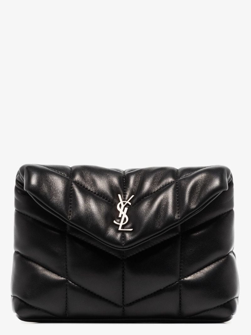Black Puffer Small Leather Clutch Bag