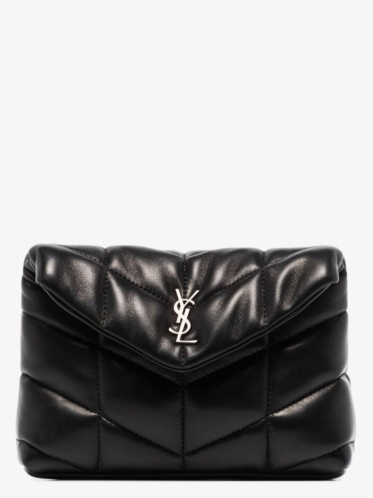 Black Puffer Small Leather Clutch Bag