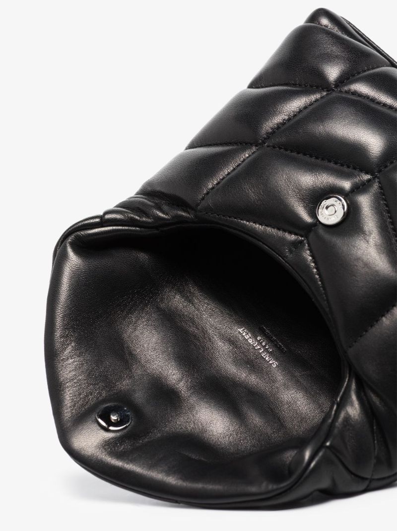 Black Puffer Small Leather Clutch Bag