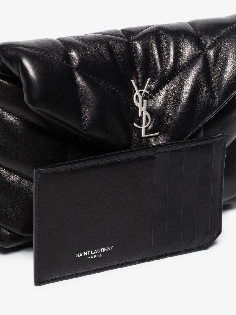 Black Puffer Small Leather Clutch Bag