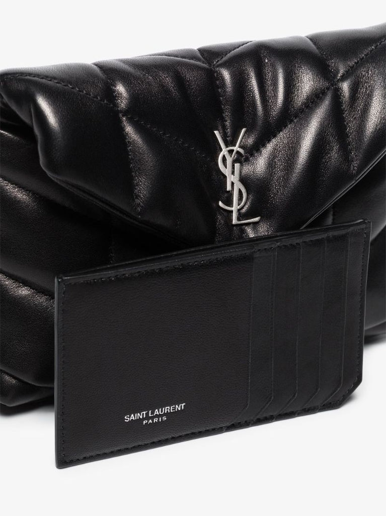 Black Puffer Small Leather Clutch Bag