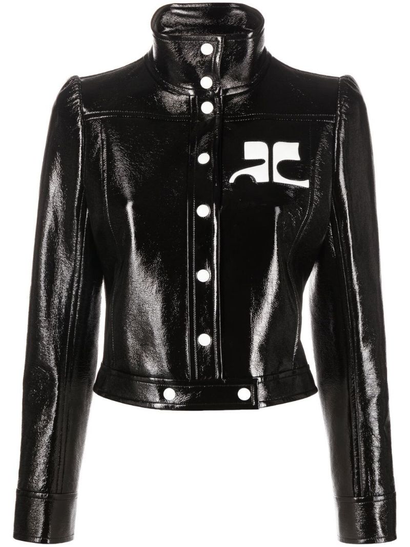 Black Reedition Vinyl Cropped Jacket