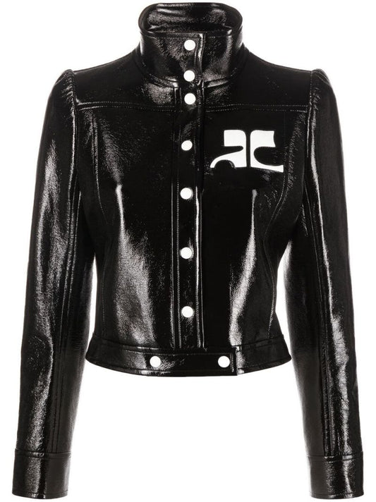 Black Reedition Vinyl Cropped Jacket