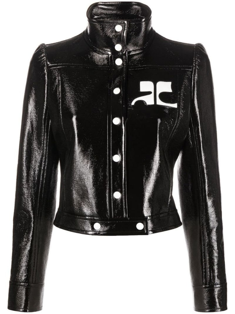 Black Reedition Vinyl Cropped Jacket