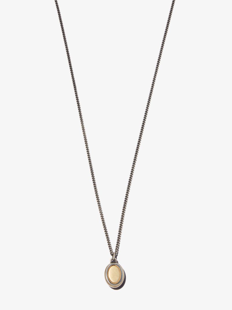 18k Yellow Gold and Sterling Silver Ovi Pira Pendant Necklace