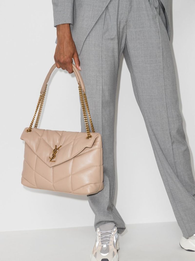 Neutral Loulou Medium Leather Shoulder Bag