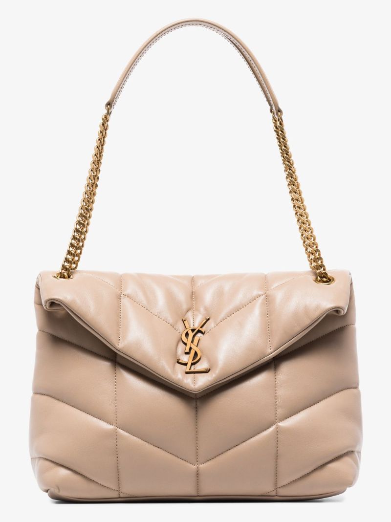 Neutral Loulou Medium Leather Shoulder Bag