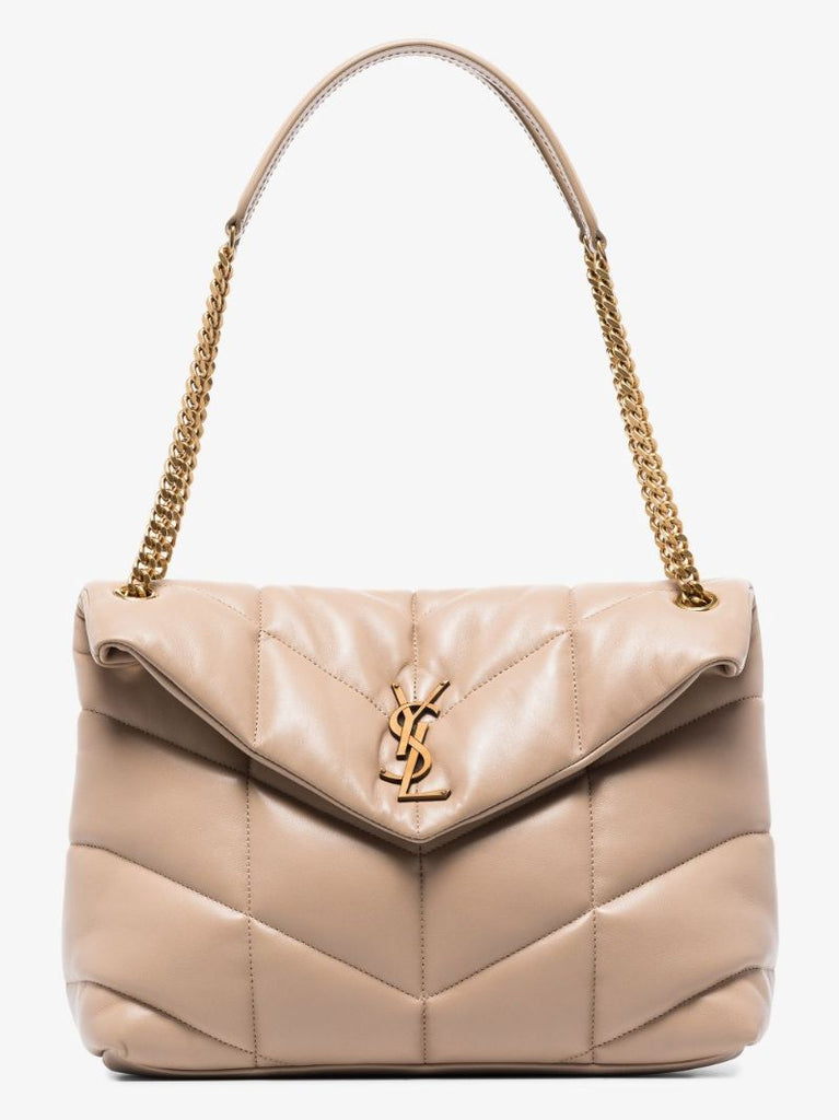 Neutral Loulou Medium Leather Shoulder Bag