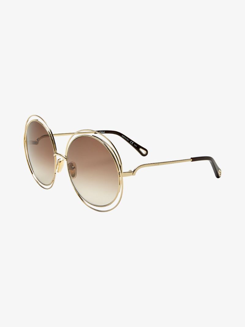 Gold Tone Carlina Round Sunglasses