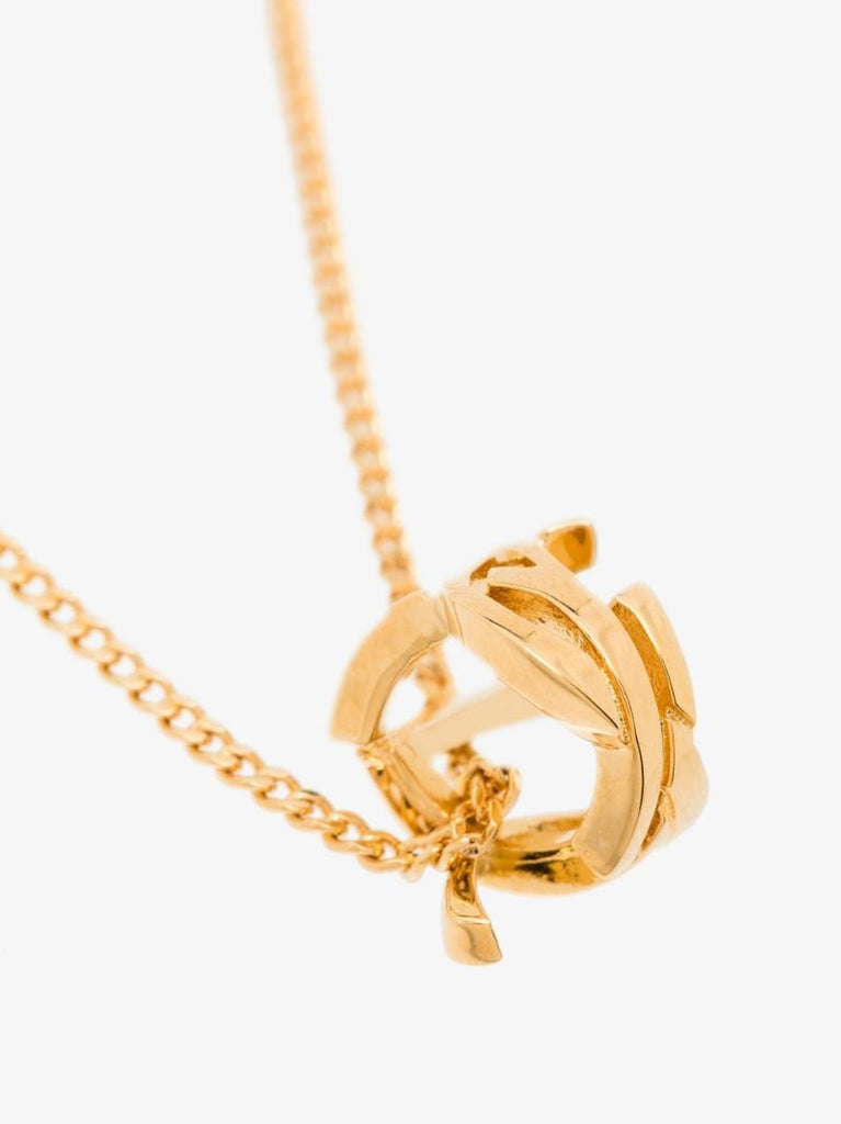 Gold Tone Monogram Twist Pendant Necklace