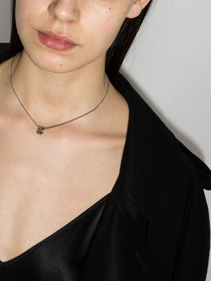 Silver-tone  Monogram Twist Pendant Necklace