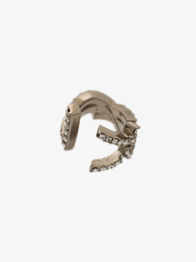Silver-tone Crystal Monogram Ear Cuff