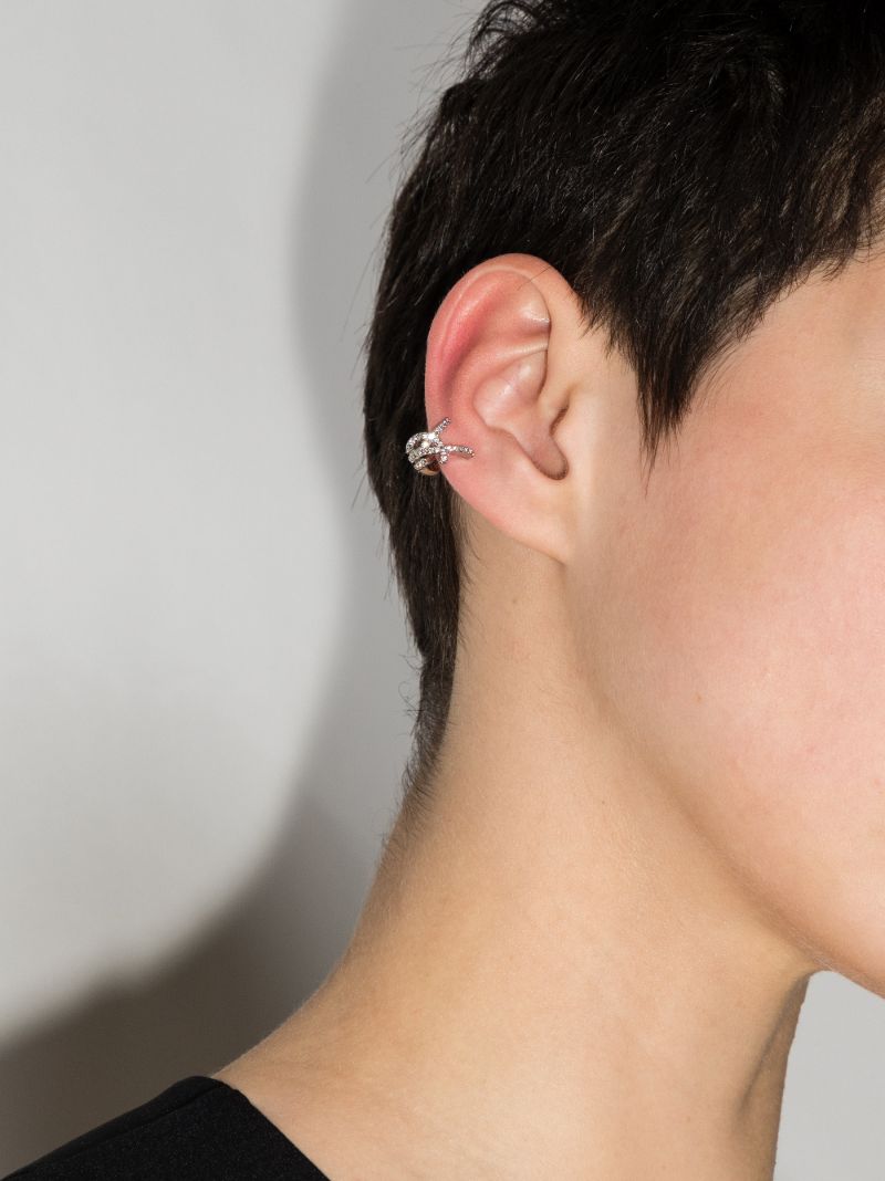 Silver-tone Crystal Monogram Ear Cuff