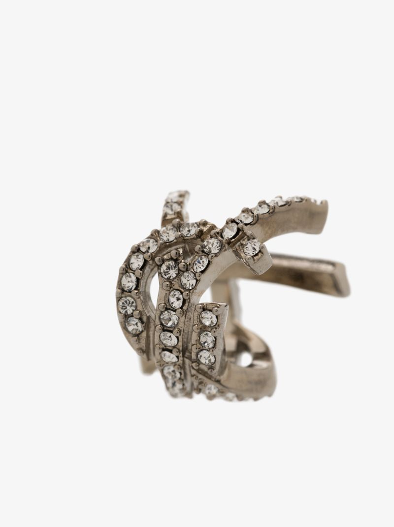 Silver-tone Crystal Monogram Ear Cuff