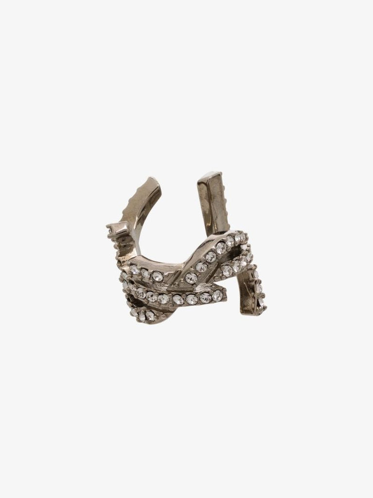 Silver-tone Crystal Monogram Ear Cuff