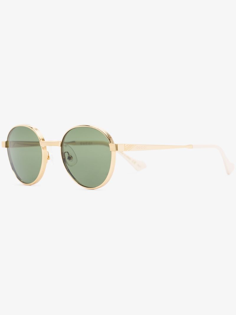 Gold-tone and Green Round Sunglasses