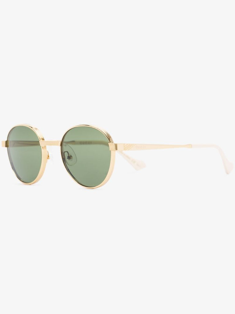 Gold-tone and Green Round Sunglasses