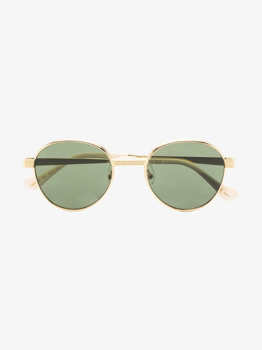 Gold-tone and Green Round Sunglasses