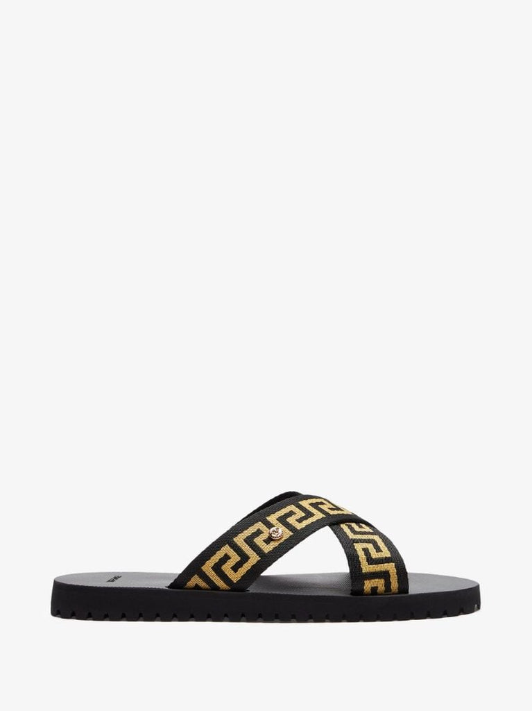 Black Greca Key Sandals