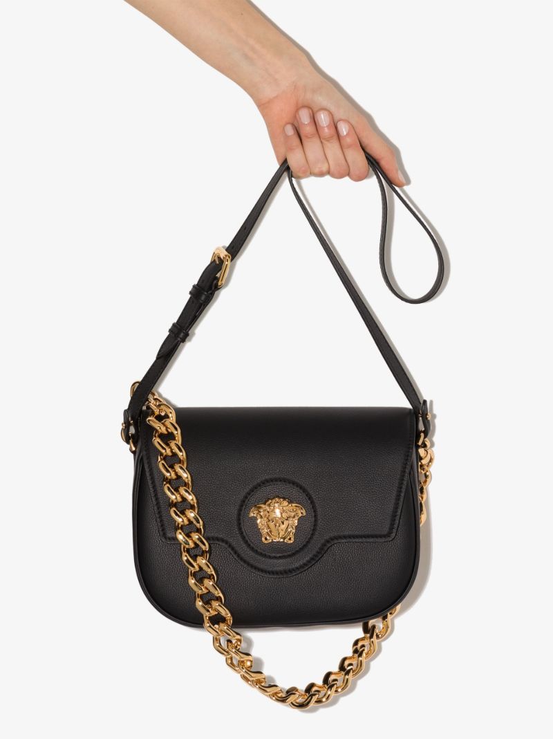 Black La Medusa Leather Shoulder Bag
