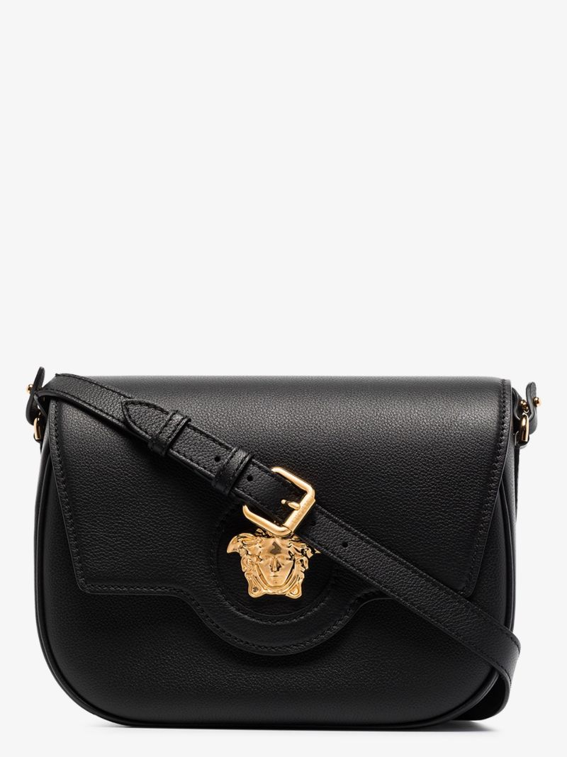 Black La Medusa Leather Shoulder Bag