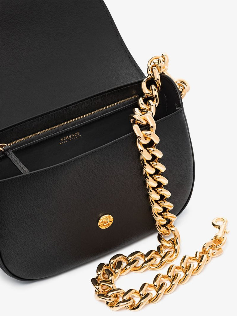 Black La Medusa Leather Shoulder Bag