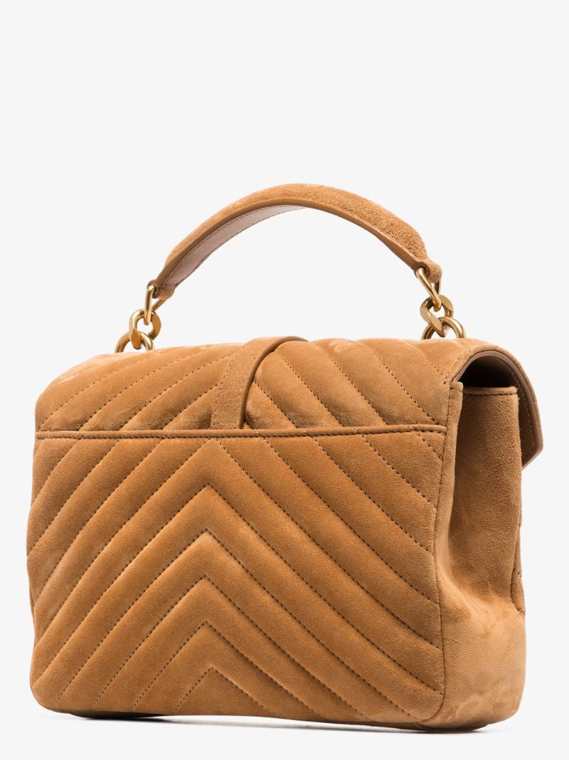 Brown College Medium Suede Cross Body Bag