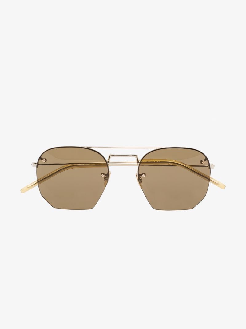 Gold Tone Square Frame Sunglasses