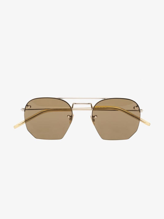 Gold Tone Square Frame Sunglasses
