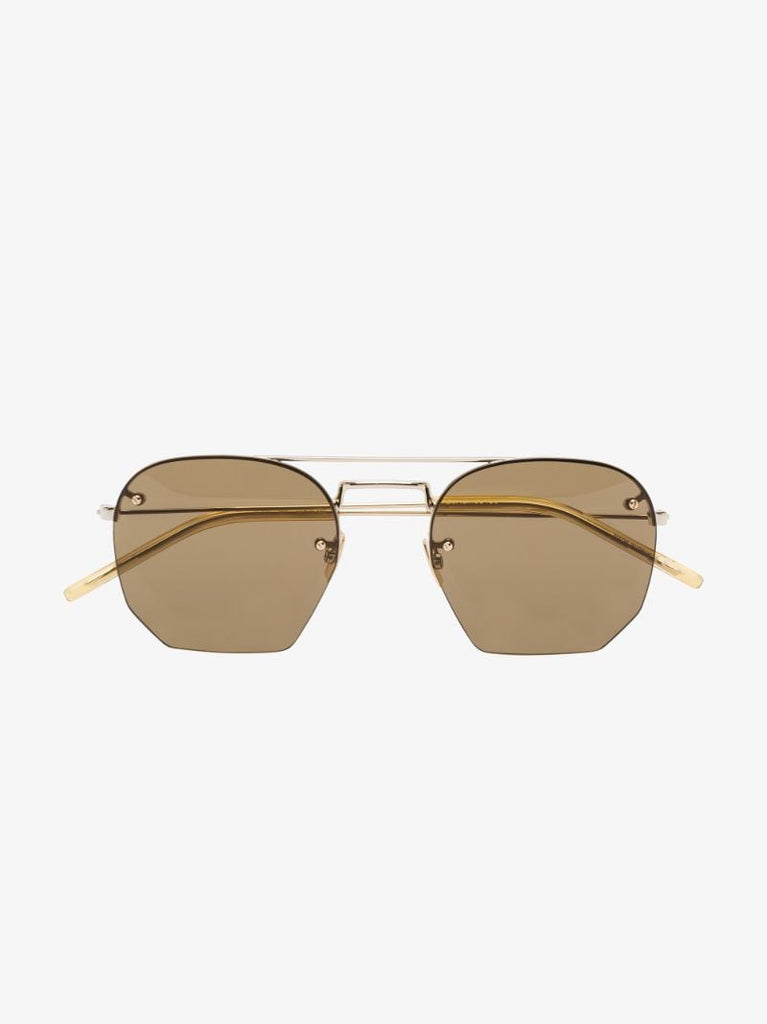 Gold Tone Square Frame Sunglasses