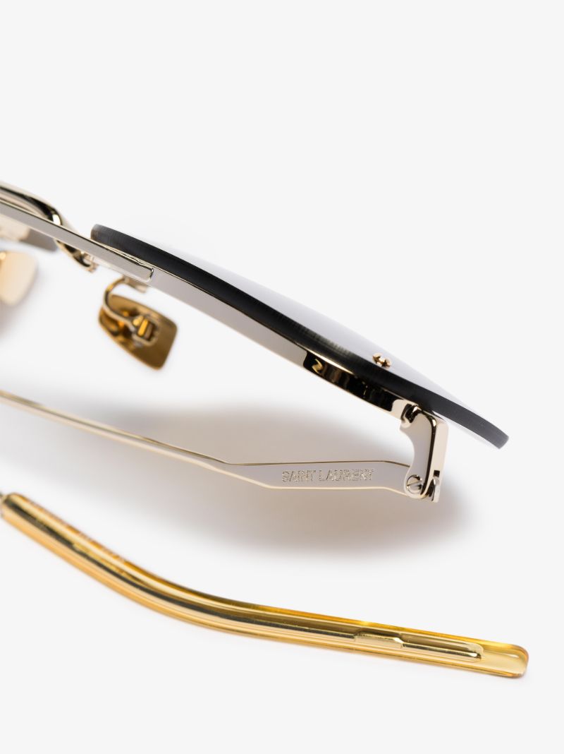 Gold Tone Square Frame Sunglasses