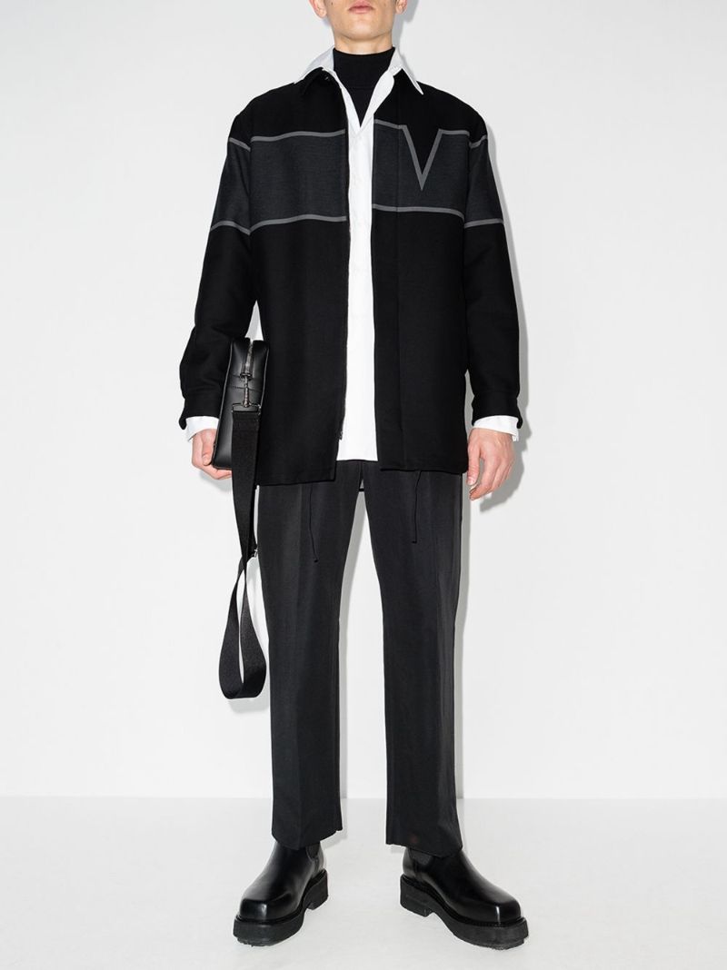 V-valentino Intarsia Shirt Jacket
